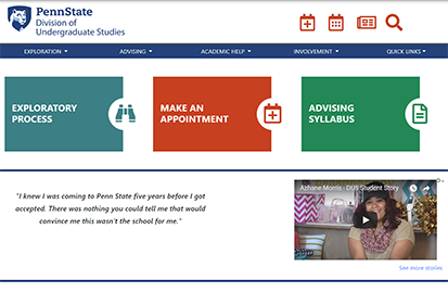 Screenshot of the DUS website. 