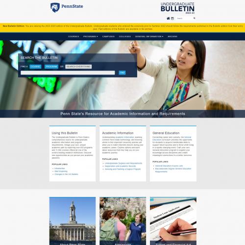 Screenshot of the Bulletins.psu.edu homepage.