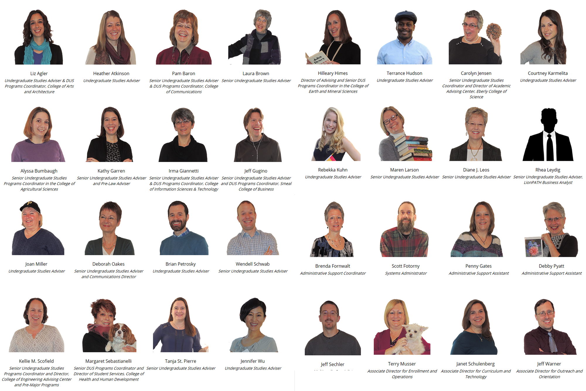 Staff biography images in a collage. Click on the image to visit our Staff page on the DUS website.