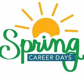 An orange sun graphic with the words Spring Career Days
