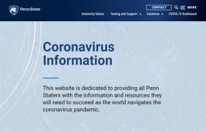 Screenshot of Penn State Coronavirus Information website.