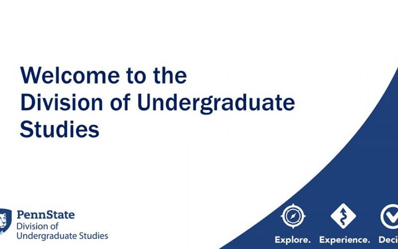 Welcome to the Division of Undergraduate Studies in blue text on white background. 